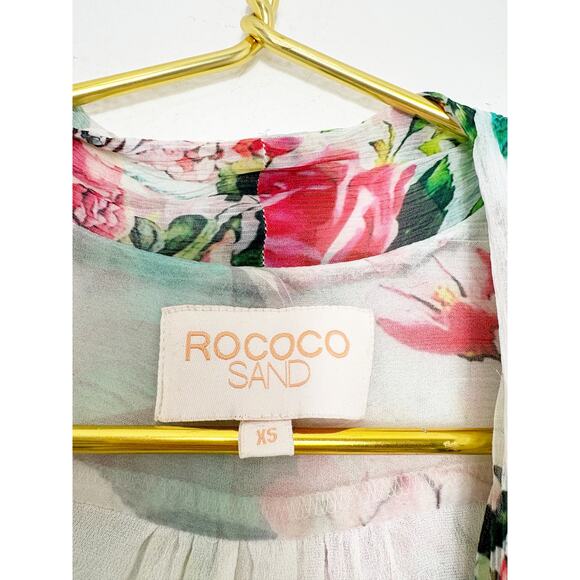 Rococo Sand Isa Wrap Dress Size XS Silk Floral Long Sleeve Mini Bohemian Resort - Picture 5 of 14